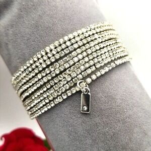 Simply Vera Wang Simulated Crystal Stretch Bracelets Full‎ Set of 9 Silvertone
